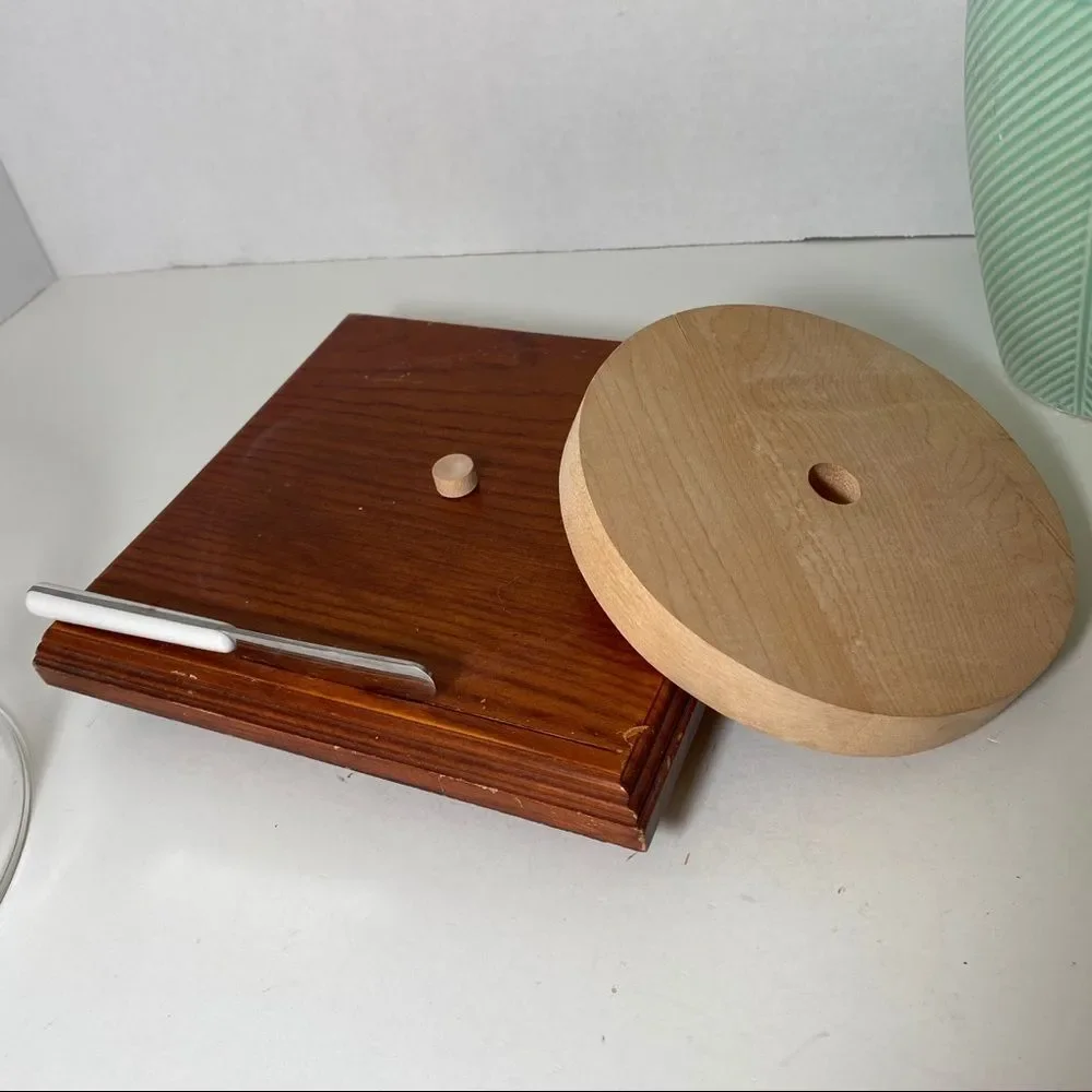 NEW Vintage Cheese Tray Glass Dome, Knife, Removable Cutting Board, Stainless